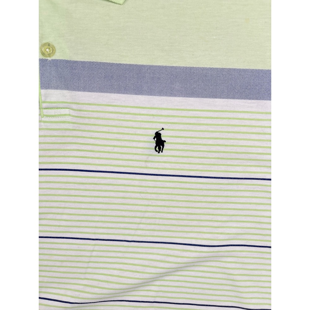Vintage Ralph Lauren Polo Shirt Mens XL Lime Green Striped Short Sleeve Y2K - Picture 3 of 11